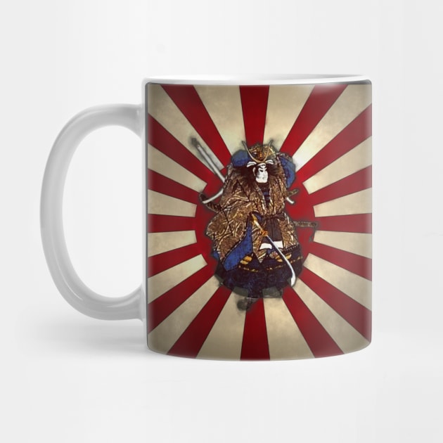 Naginita Samurai over Rising Sun Japan Flag by SolarCross